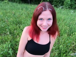 Blowjob With Redhair In The Forest.cum On The Hair